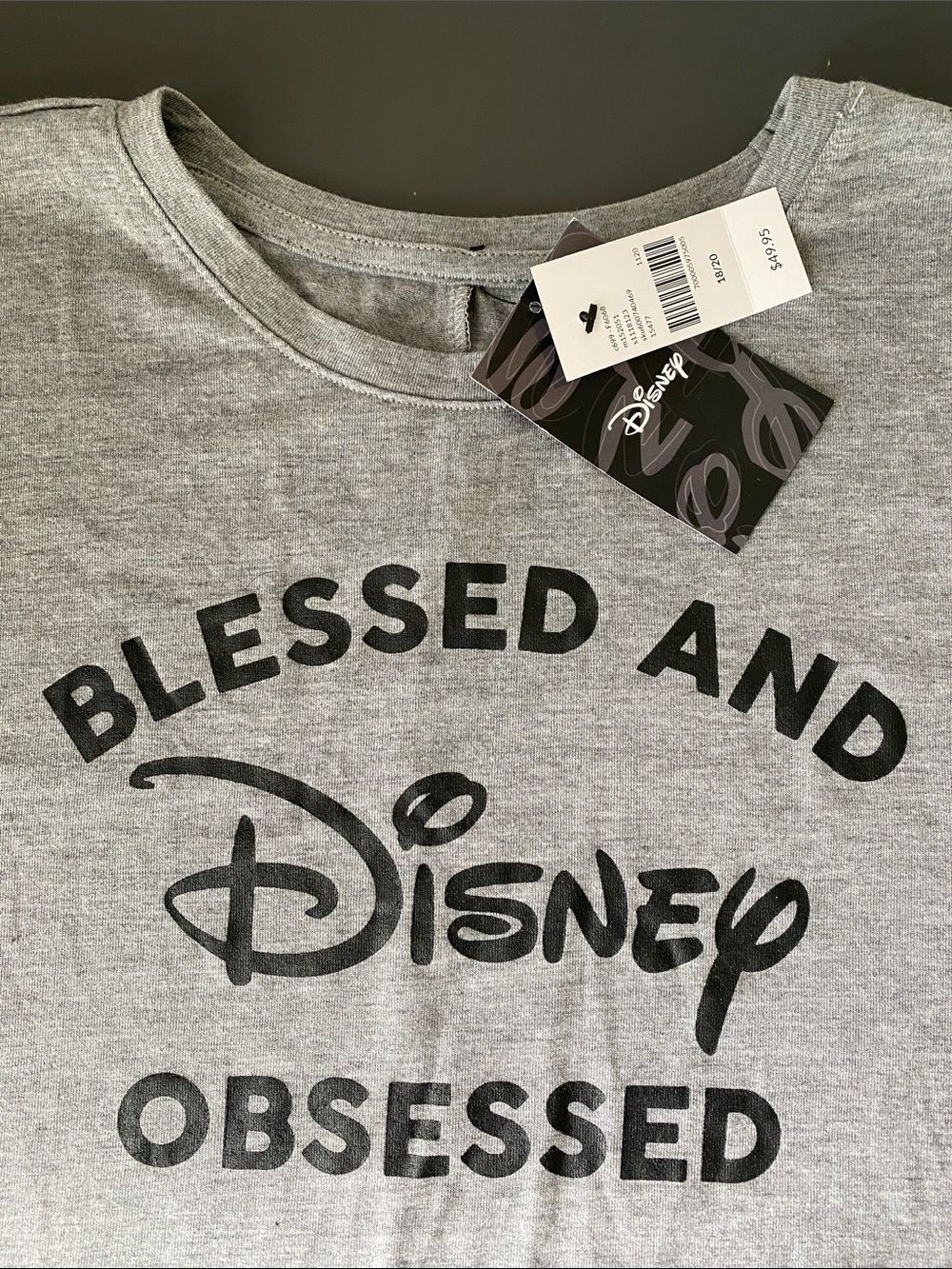 Disney x Lane Bryant Gray Blessed and Obsessed Disney Graphic Long Sleeve Tee 2X